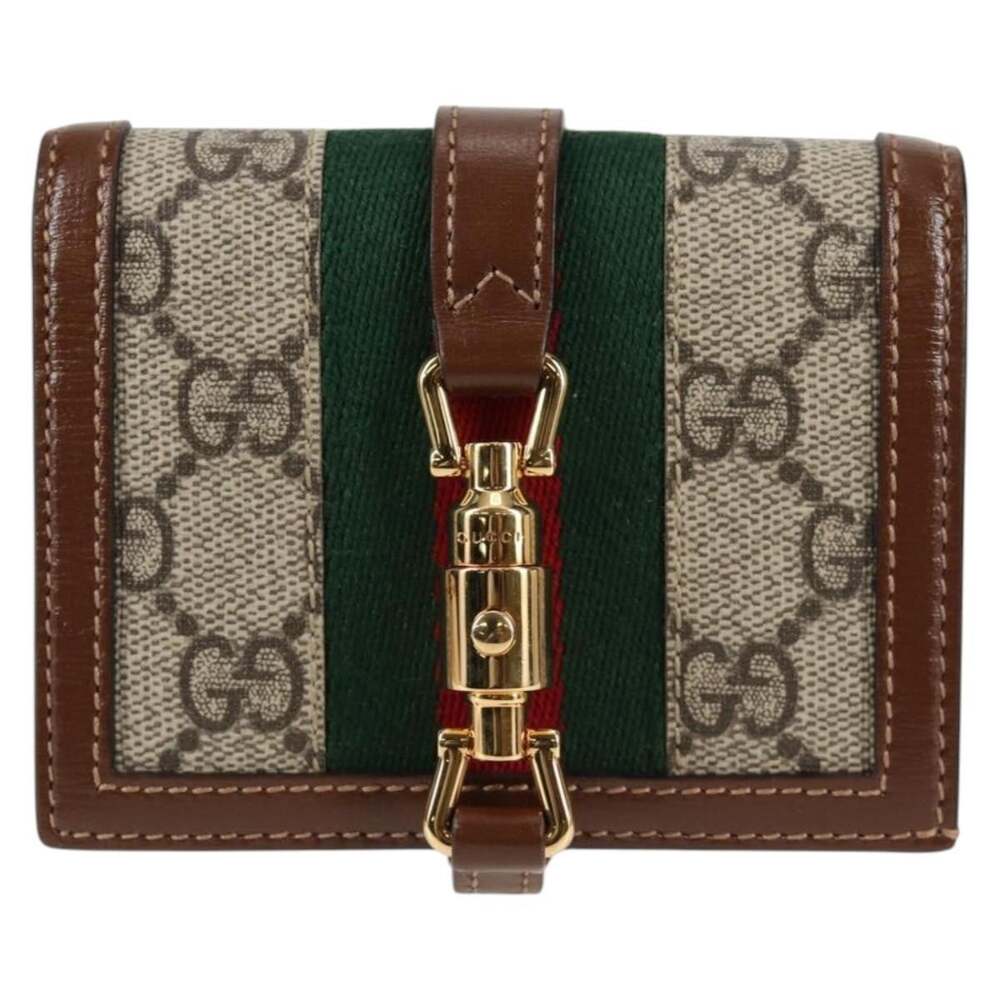 Gucci GG Supreme Jackie Webbsherry Line Wallet Beige